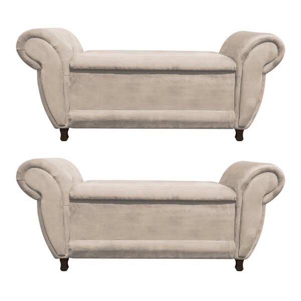 Kit 02 Recamier Com Baú Itália Namoradeira Calçadeira Suede M