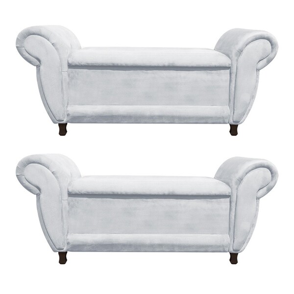 Kit 02 Recamier Com Baú Itália Namoradeira Calçadeira Suede M