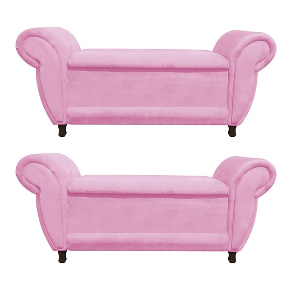 Kit 02 Recamier Com Baú Italia Namoradeira Calçadeira Suede R