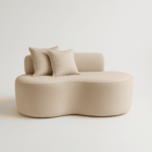 Kit 02 Sofá Decorativo Curvo Orgânico Nature Gaia Boucle Bege
