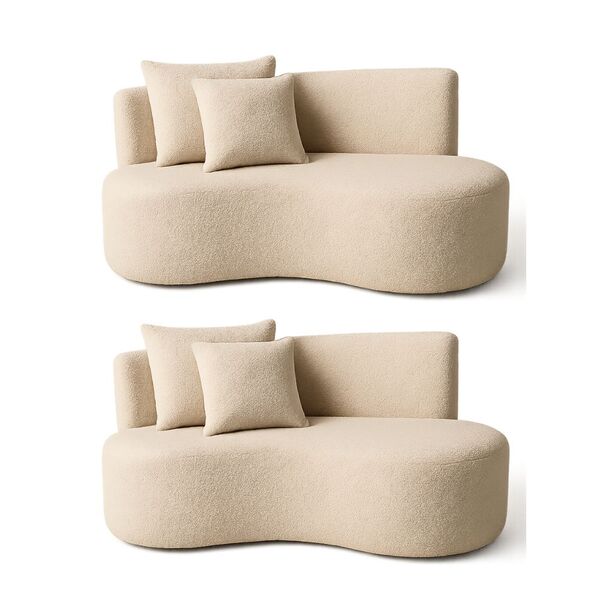 Kit 02 Sofá Decorativo Curvo Orgânico Nature Gaia Boucle - Mo