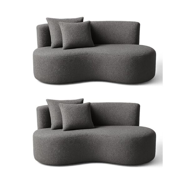 Kit 02 Sofá Decorativo Curvo Orgânico Nature Gaia Boucle - Mo