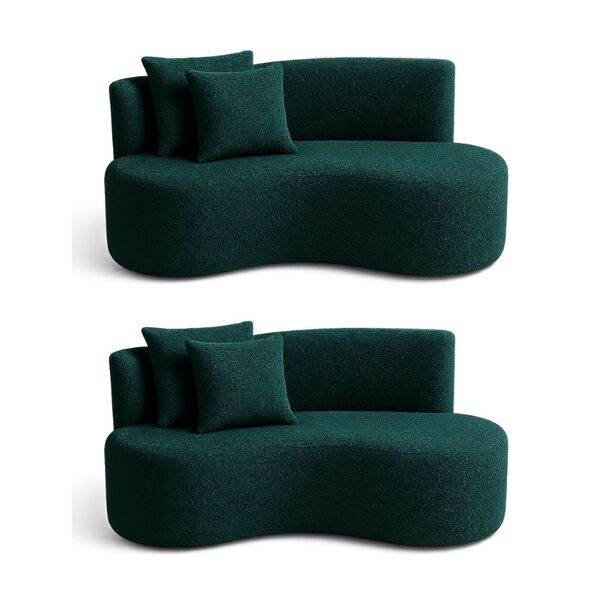 Kit 02 Sofá Decorativo Curvo Orgânico Nature Gaia Boucle - Mo