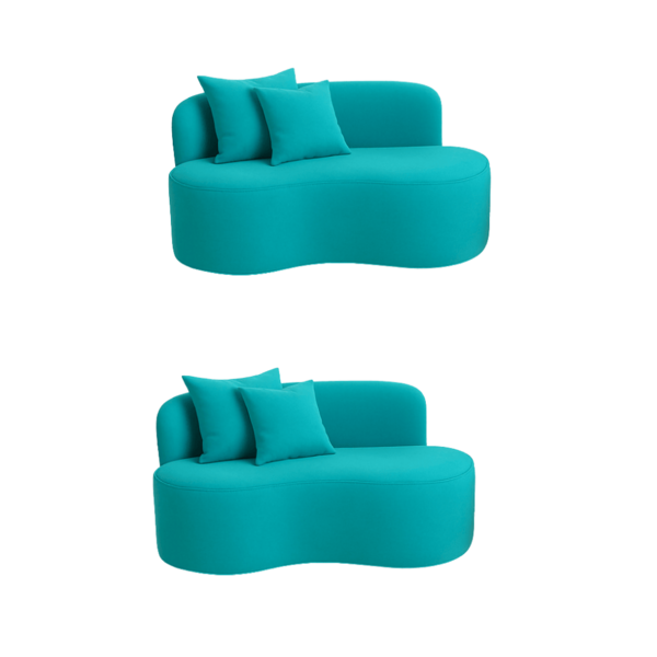 Kit 02 Sofá Decorativo Curvo Orgânico Nature Gaia Suede Azul