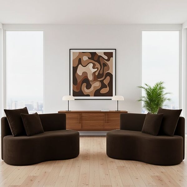 Kit 02 Sofá Decorativo Curvo Orgânico Nature Gaia Suede - Mon