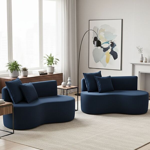 Kit 02 Sofá Decorativo Curvo Orgânico Nature Gaia Suede - Mon