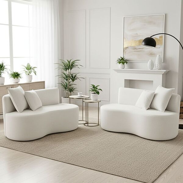 Kit 02 Sofá Decorativo Curvo Orgânico Nature Gaia Suede - Mon