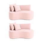 Kit 02 Sofá Decorativo Curvo Orgânico Nature Gaia Suede Rosê-