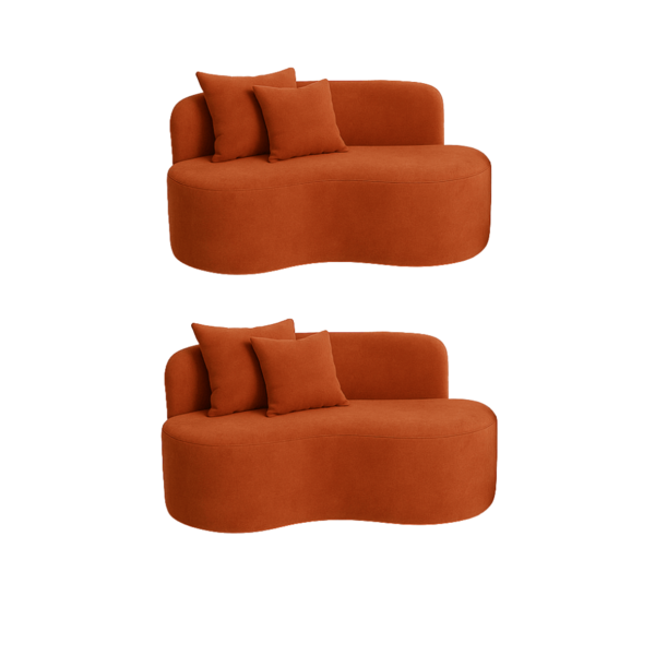 Kit 02 Sofá Decorativo Curvo Orgânico Nature Gaia Suede Terra