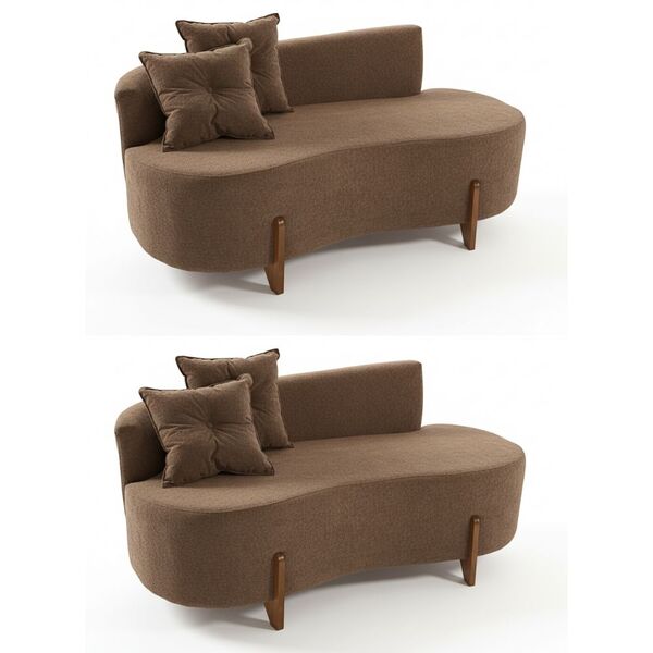 Kit 02 Sofá Orgânico 2 Lugares C/2 Almofadas Curvo Sala Recep