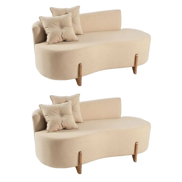 Kit 02 Sofá Orgânico 2 Lugares C/2 Almofadas Curvo Sala Recep