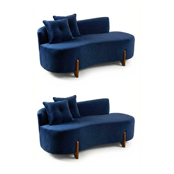 Kit 02 Sofá Orgânico 2 Lugares C/2 Almofadas Curvo Sala Recep