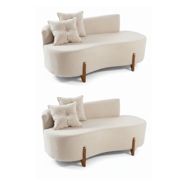 Kit 02 Sofá Orgânico 2 Lugares C/2 Almofadas Curvo Sala Recep