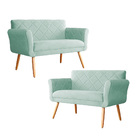 Kit 02 Sofás Isabela Veludo Cores - Ds Estofados - Acqua