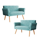 Kit 02 Sofás Isabela Veludo Cores - Ds Estofados - Azul Turqu