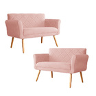 Kit 02 Sofás Isabela Veludo Cores - Ds Estofados - Rosa