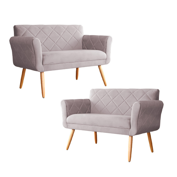 Kit 02 Sofás Isabela Veludo Cores - Ds Estofados - Rosê