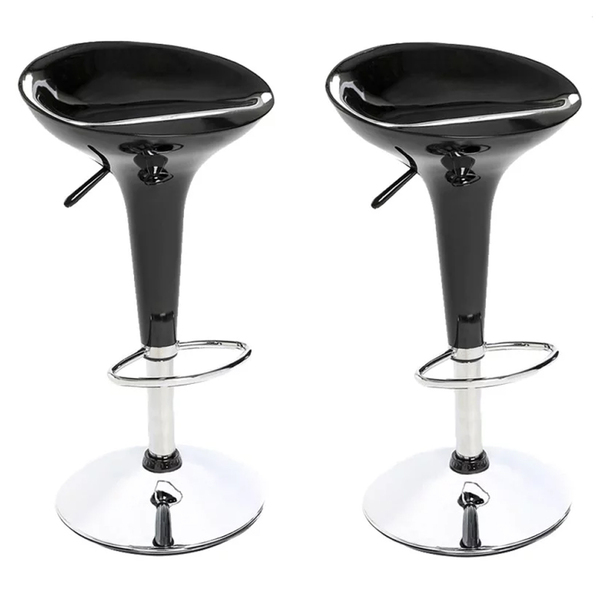 Kit 02un Banquetas Altas Tulipa Assento Abs Giratória Preto