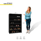 Kit 03 Armários Multiuso Sapateira Laís 5 Prateleiras Preto -