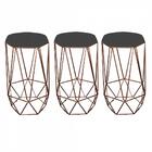 Kit 03 Banqueta Alta Aramado Liz Bronze Cinza