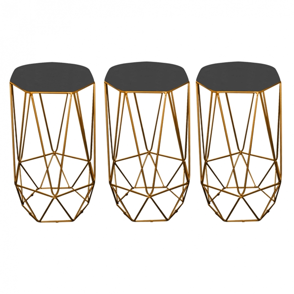 Kit 03 Banqueta Alta Aramado Liz Para Cozinha Bar Balcão Bist