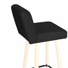 Kit 03 Banqueta Alta Botão Preto Corino Preto