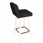 Kit 03 Banqueta Alta Botão Preto Corino Preto