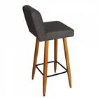 Kit 03 Banqueta Alta Botão Preto Suede Cinza