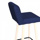 Kit 03 Banqueta Alta Branco Botão Azul Marinho