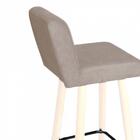 Kit 03 Banqueta Alta Branco Botão Bege