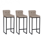 Kit 03 Banqueta Alta C/ Encosto Lucca Industrial Cozinha Balc