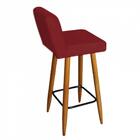 Kit 03 Banqueta Alta Castanho Botão Corino Vermelho