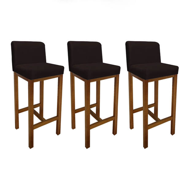 Kit 03 Banqueta Alta Com Encosto Aila Cozinha Balcão Bistrô B