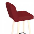 Kit 03 Banqueta Alta Com Encosto Lana Botão Preto Vermelho