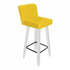 Kit 03 Banqueta Alta Com Encosto Lana Branco Amarelo