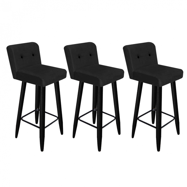 Kit 03 Banqueta Alta Com Encosto Lana Cozinha Balcão Bistrô P