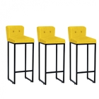 Kit 03 Banqueta Alta Com Encosto Lucca Industrial Cozinha Bal