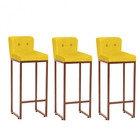 Kit 03 Banqueta Alta Com Encosto Lucca Industrial Cozinha Bal