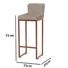 Kit 03 Banqueta Alta Com Encosto Lucca Industrial Cozinha Bal