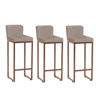 Kit 03 Banqueta Alta Com Encosto Lucca Industrial Cozinha Bal