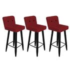 Kit 03 Banqueta Alta Encosto Lana Preto Vermelho