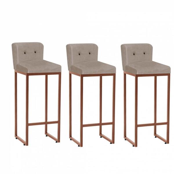 Kit 03 Banqueta Alta Encosto Lucca Industrial