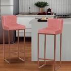 Kit 03 Banqueta Alta Ferro Bronze Suede Rose Gold