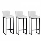 Kit 03 Banqueta Alta Ferro Preto Branco