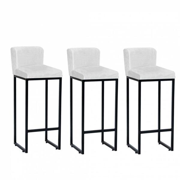 Kit 03 Banqueta Alta Ferro Preto Branco