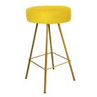 Kit 03 Banqueta Alta Laisa Dourado Corino Amarelo