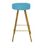 Kit 03 Banqueta Alta Laisa Dourado Suede Azul Turquesa