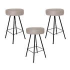 Kit 03 Banqueta Alta Laisa Preto Corino Bege