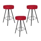 Kit 03 Banqueta Alta Laisa Preto Corino Vermelho