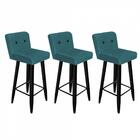 Kit 03 Banqueta Alta Lana Suede Azul Turquesa